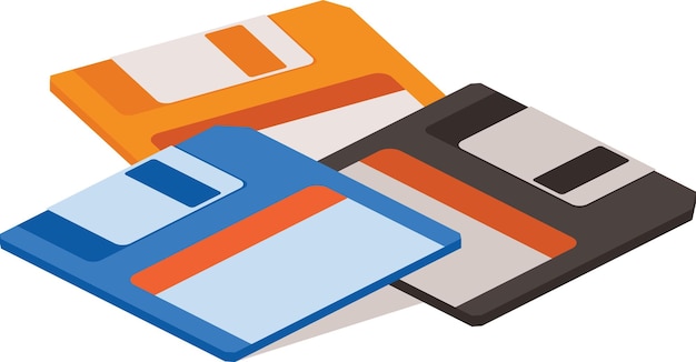 Imagen vectorial de varios disquetes aislado sobre fondo transparente