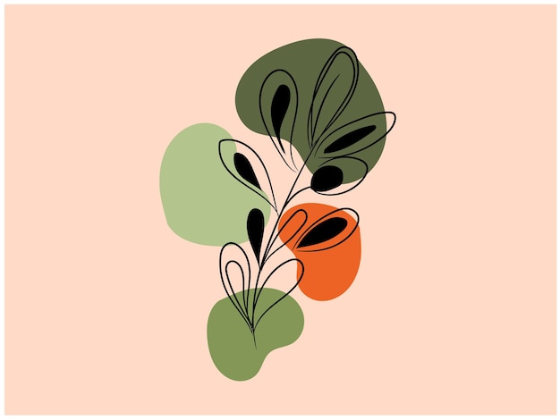 una imagen verde y naranja de una planta con las hojas en ella