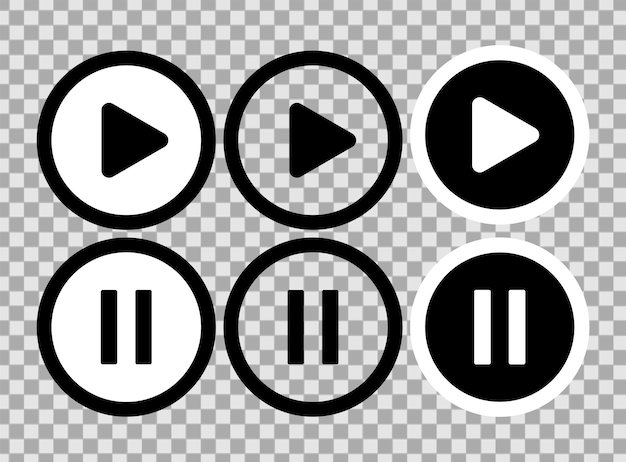 Imágenes de botones de reproducción y pausa en el fondo transparente Ilustración vectorial eps 10