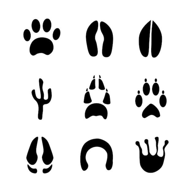 Imágenes de huellas de animales conjunto de iconos Ilustración vectorial EPS 10 Imagen de archivo