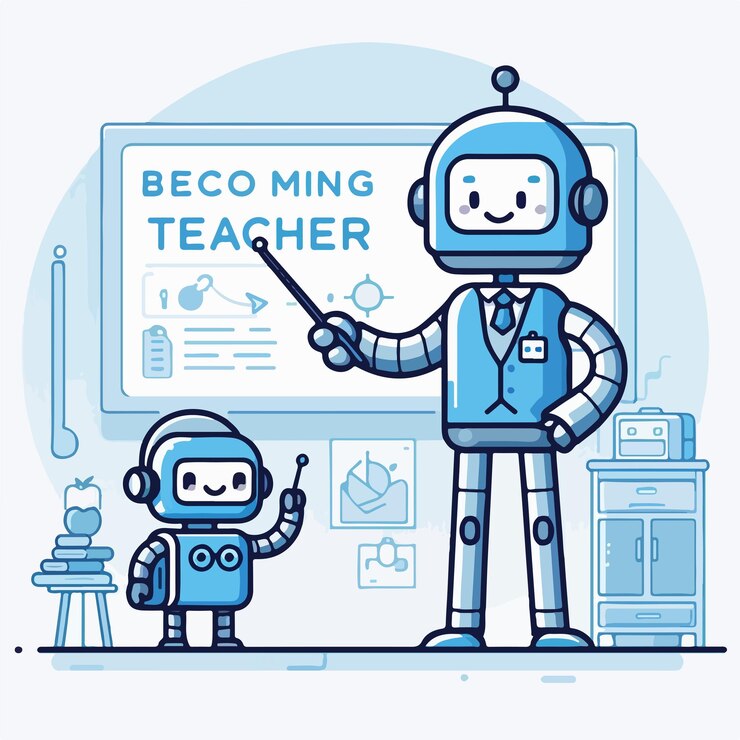 Vector imágenes de ilustración vectorial de robots que ayudan al trabajo humano