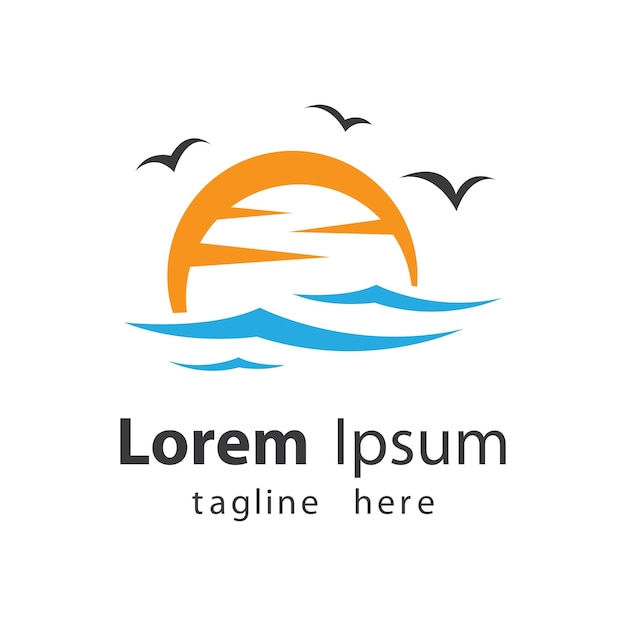 Imágenes de logo de playa al atardecer