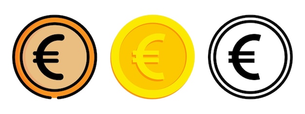Imágenes de las monedas de euro en el conjunto Ilustración vectorial