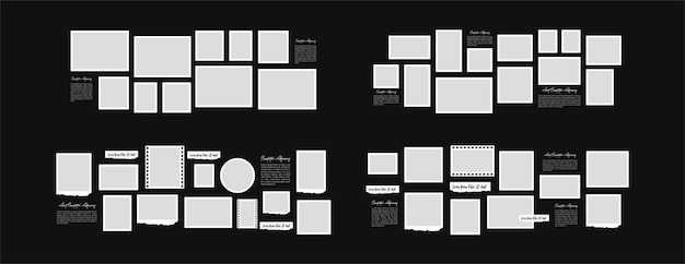 Imágenes o cuadros de fotos diseño de collage marcos de fotos abstractos y plantilla de pared de fotos digital