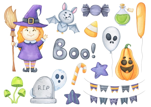 Vector imágenes prediseñadas de acuarela de halloween