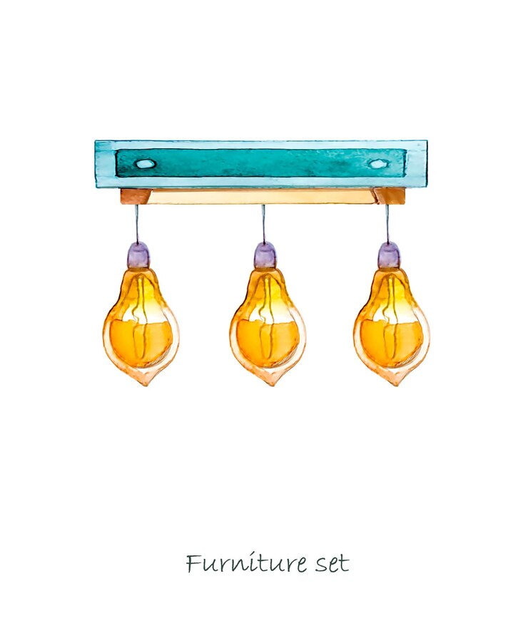 Vector imágenes prediseñadas de acuarela de muebles elegantes estilo de diseño escandinavo