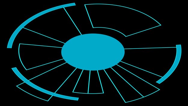 Vector imágenes prediseñadas circulares digitales isométricas aisladas sobre fondo negro