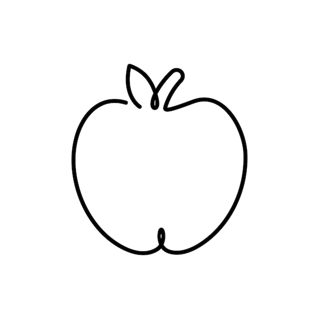 Imágenes prediseñadas continuas de iconos de alimentos orgánicos de frutas de arte en línea continua de Apple