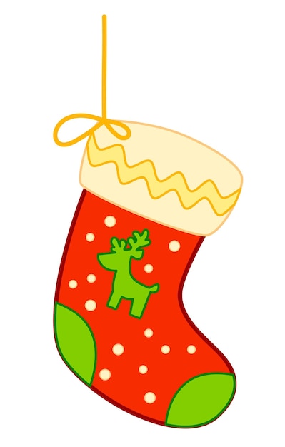 Imágenes prediseñadas de dibujos animados de Navidad. Ilustración de imágenes prediseñadas de calcetín de Navidad