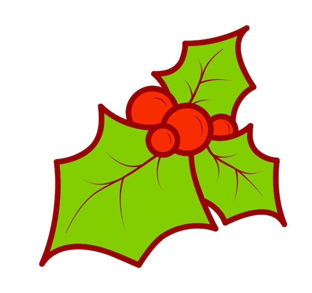 Imágenes prediseñadas de dibujos animados de Navidad. Ilustración de vector de imágenes prediseñadas de acebo.