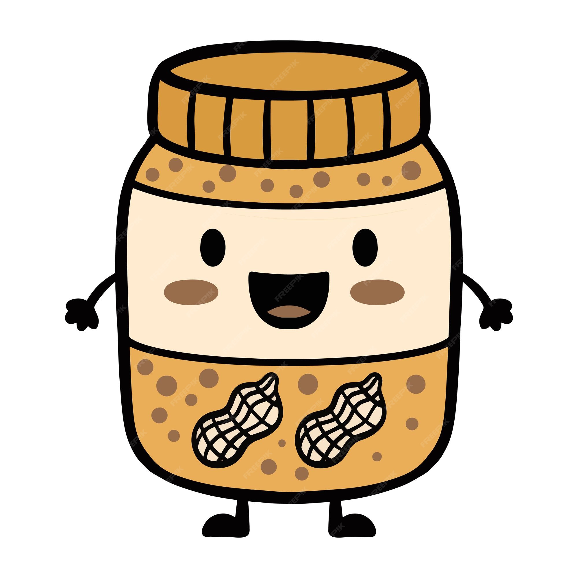 Imágenes prediseñadas de dibujos animados de tarro de mantequilla de maní lindo dibujado a mano para el día de mantequilla de maní y mermelada | Vector Premium Imágenes prediseñadas de dibujos animados de tarro de mantequilla de maní lindo dibujado a mano para el día de mantequilla de maní y mermelada | Vector Premium