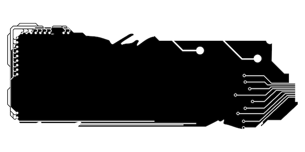 Imágenes Prediseñadas de diseño rectangular en estilo tecnológico aislado en blanco Placa de tecnología corta con espacio de copia Clipart