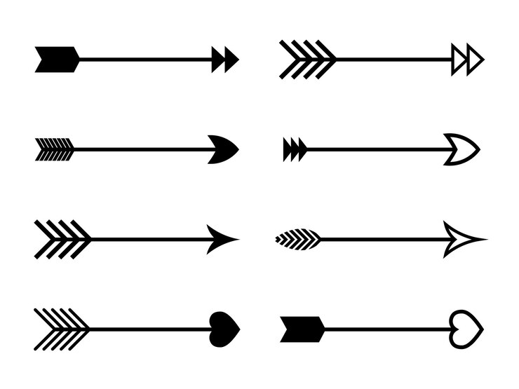 Vector imágenes prediseñadas de flecha en vector sobre fondo blanco. recursos gráficos