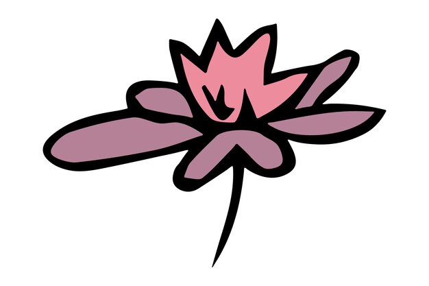 Imágenes prediseñadas de flores simples Doodle floral dibujado a mano para imprimir el logotipo de decoración de diseño web