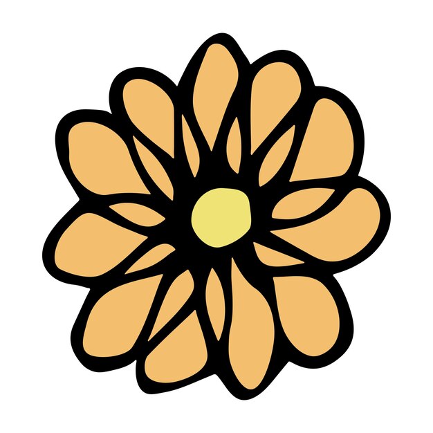 Imágenes prediseñadas de flores simples Doodle floral dibujado a mano para imprimir el logotipo de decoración de diseño web