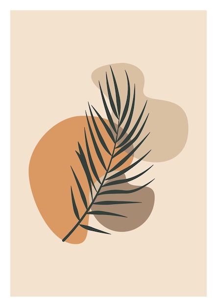 Imágenes prediseñadas minimalistas modernas de formas y hojas abstractas vector gratuito