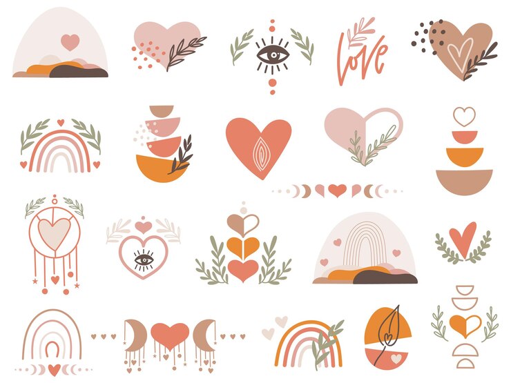 Vector imágenes prediseñadas de san valentín con corazones.