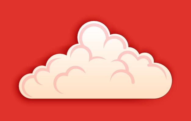 Imágenes Prediseñadas de vector de nube esponjosa en estilo cortado sobre fondo rojo