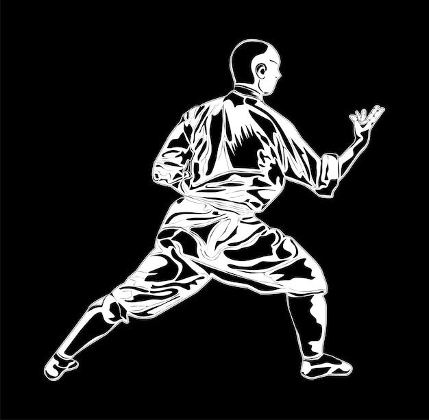 Imágenes de silueta de movimiento de Kungfu adecuadas para carteles, libros educativos, diseños de camisetas y más