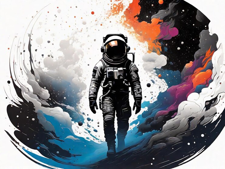 Imágenes vectoriales de camiseta espacial astronauta
