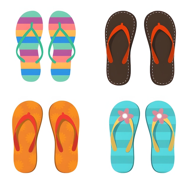 Imágenes vectoriales de chanclas para usar en verano