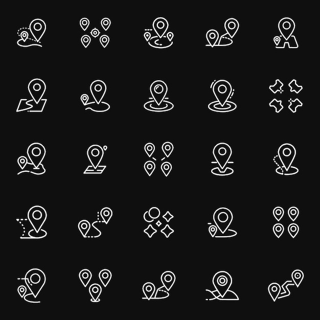 Imágenes vectoriales del conjunto de iconos de ubicación