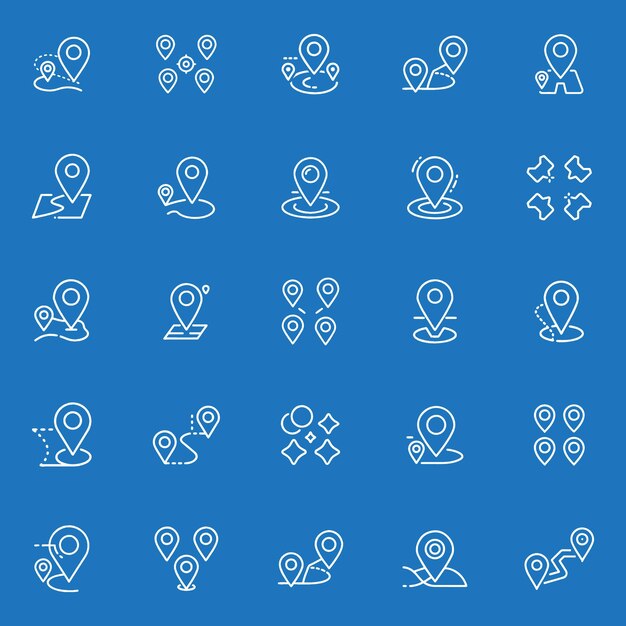 Imágenes vectoriales del conjunto de iconos de ubicación