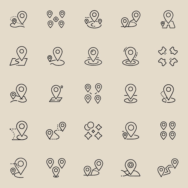Imágenes vectoriales del conjunto de iconos de ubicación