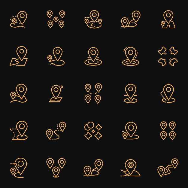 Imágenes vectoriales del conjunto de iconos de ubicación