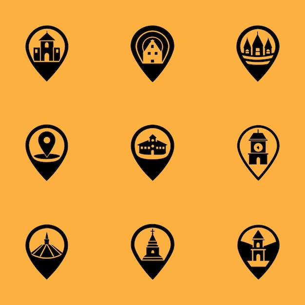 Imágenes vectoriales del conjunto de iconos de ubicación
