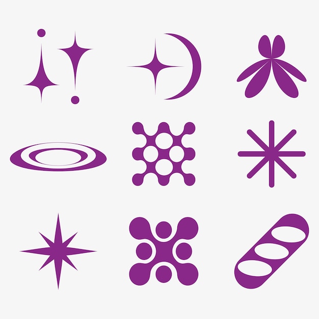 Imágenes vectoriales de elementos retrofuturistas