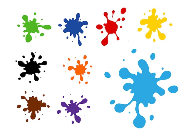 Imágenes vectoriales de gotas de tinta abstractas y manchas con salpicaduras