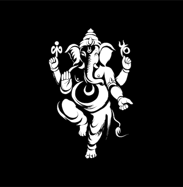 Imágenes vectoriales de la silueta del dios hindú Ganesha