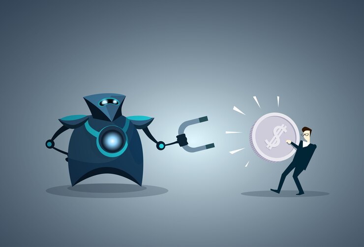 Vector imán moderno de la explotación del robot