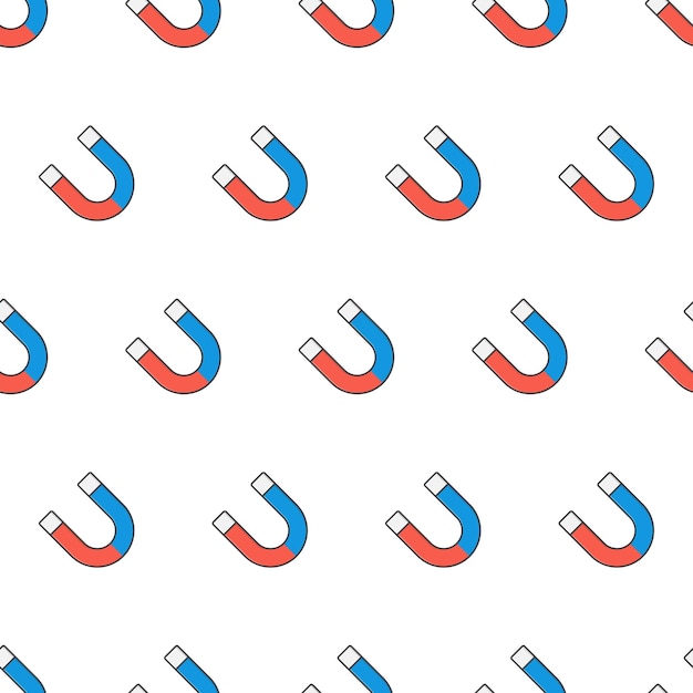 Imán De Patrones Sin Fisuras Sobre Un Fondo Blanco. Ilustración de vector de tema de imán de herradura