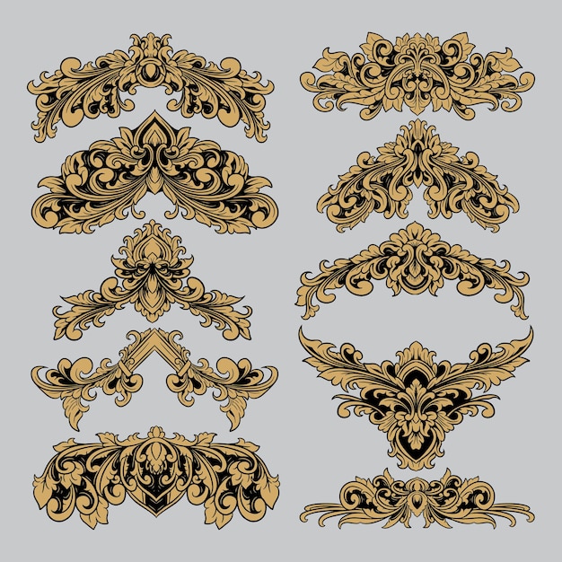 imeless Ornamentos florales dorados vintage en estilo de arte vectorial