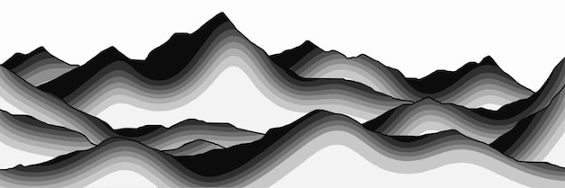 Imitación de un paisaje de montaña banner tonos de gris