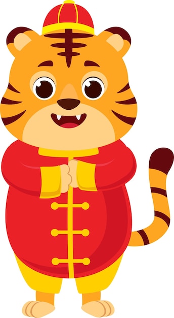 Imlek de tigre bebé de dibujos animados sobre fondo blanco
