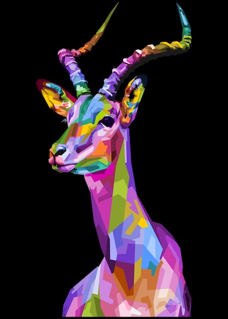 Vector impala colorido en estilo geométrico pop art