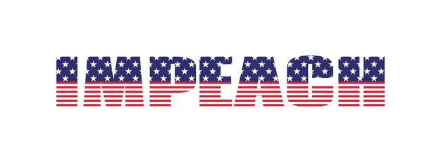 Impeach palabra aislada USA impeachment vector banner con textura de bandera americana