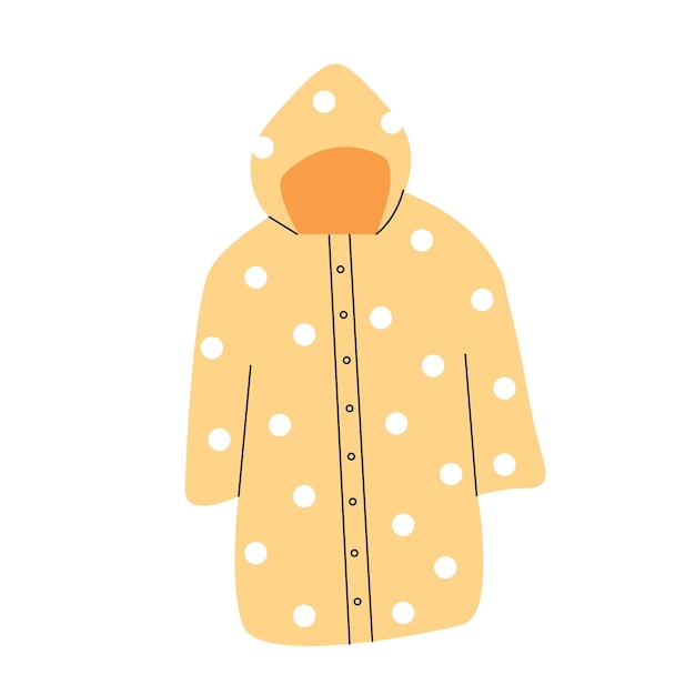 Impermeable de lunares lindo amarillo sobre fondo blanco ilustración vectorial plana