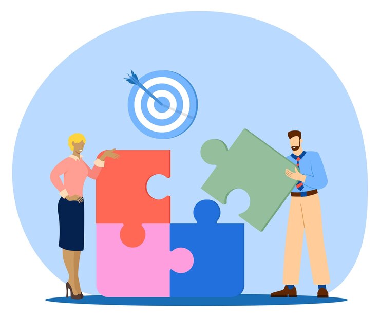 Vector implementación de proyectos resolución de problemas en el trabajo en equipo búsqueda de nuevas direcciones comerciales
