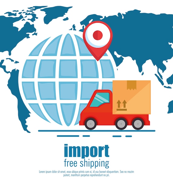 Vector importación envío gratis set iconos