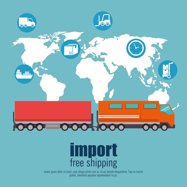 Vector importación envío gratis set iconos