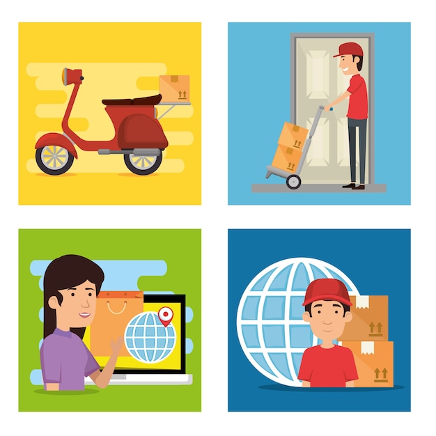 Vector importación envío gratis set iconos