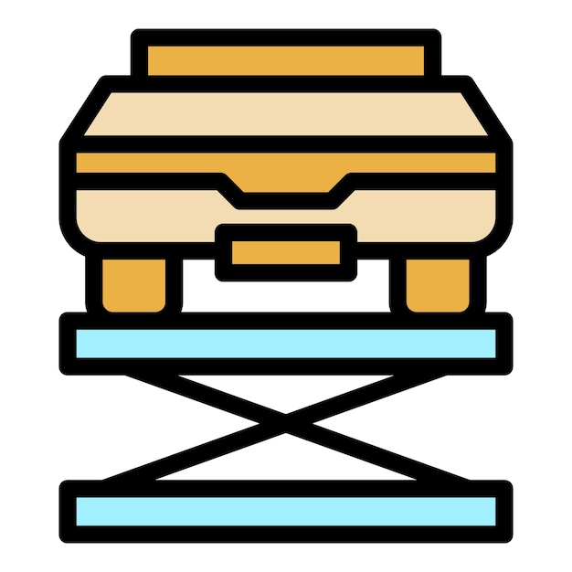 Imprenta de automóviles con icono de contorno vectorial Impresora de vehículos Impresora del futuro de colores planos