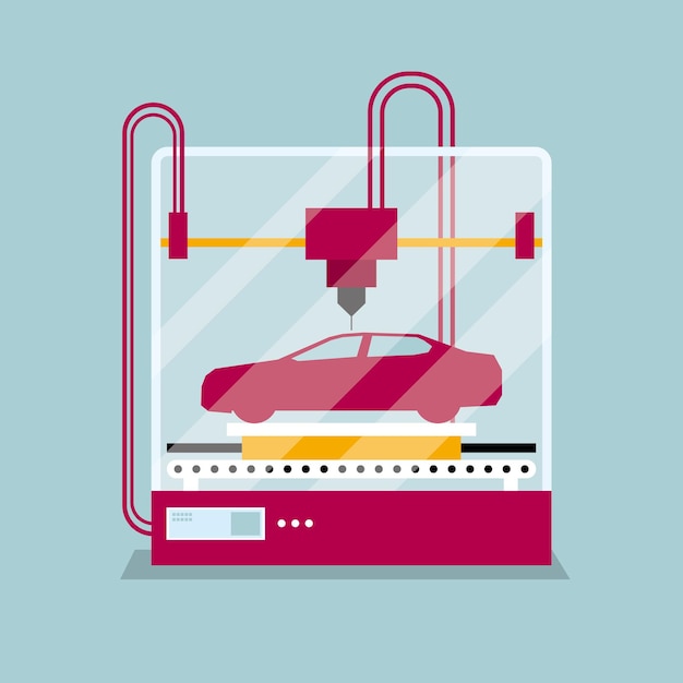 Vector impresión 3d de un símbolo de modelo de camión, concepto de moldeo de una forma.