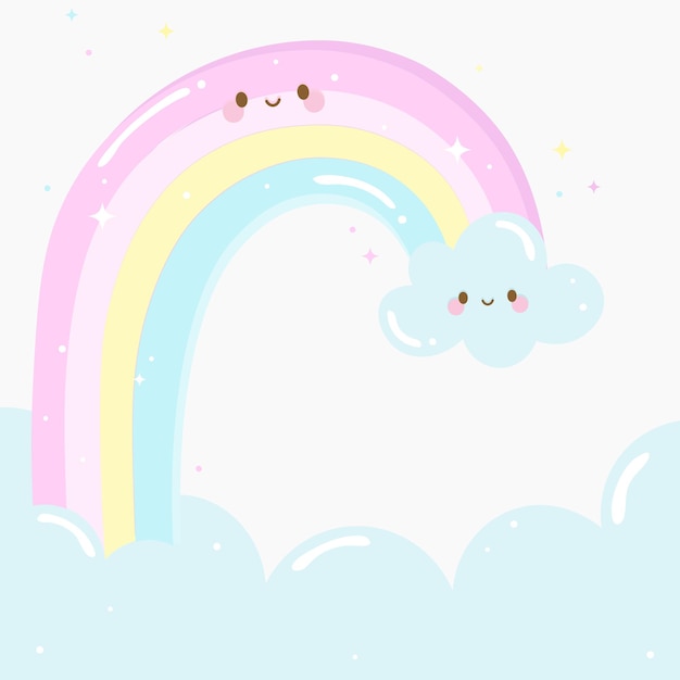 Impresión de arco iris kawaii de colores