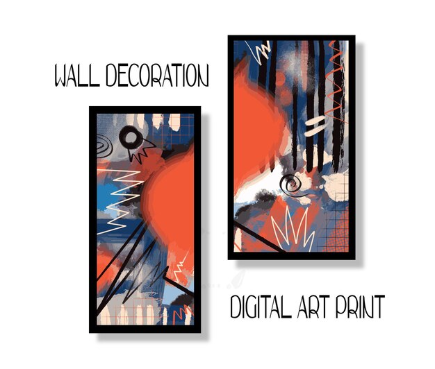 Vector impresión de arte digital de decoración de pared abstracta