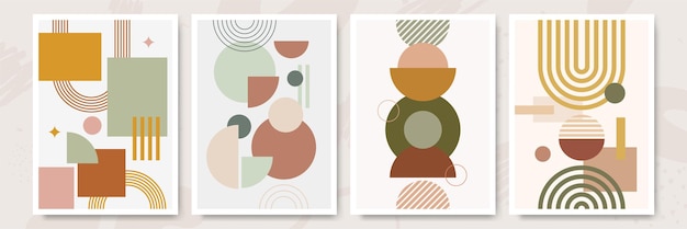 Impresión de arte de línea Boho moderno minimalista abstracto con forma geométrica